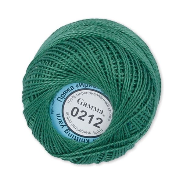 Пряжа нитки Ирис / уп.10 мот. по 10г, 82м, 0212 зеленый, Gamma