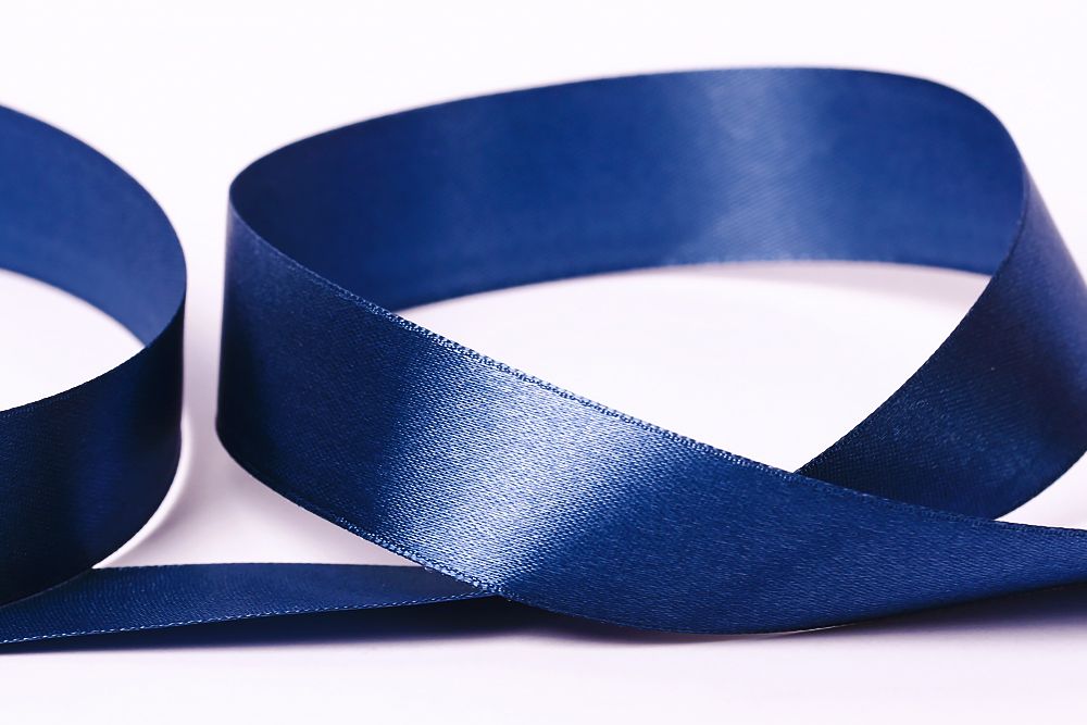 Лента атласная 1-сторонняя 25.0 мм / 33±2 метра, №095 синий, в термоплёнке, Gamma