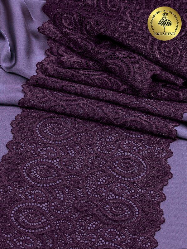 Кружево бельевое эластичное 180 мм / 25 м, 263, цв.076 сливовое вино, Kruzhevo