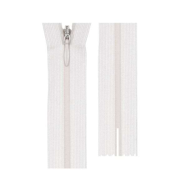 Молния потайная (скрытая) Т3 (3 мм) 1 зам., н/раз., 18 см, сетч. тесьма, пластик, 101 белый, G010S Gamma, 10 шт