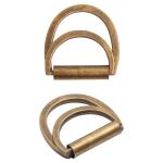 Полукольцо двойное металл внутр. 15 мм (внешн. 22х22 мм), 2 шт, металл, бронза, MT-1852