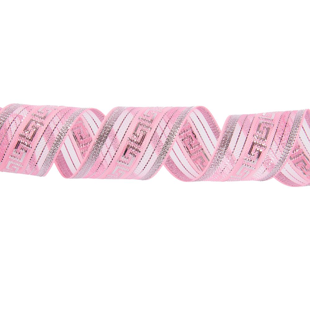 Лента металлизированная Подарочная 25±2 мм / 25±0.5 метров, роза-под серебро, Blitz