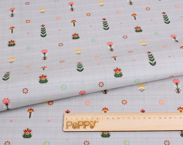 Ткань для пэчворка Peppy Лесные жители, отрез 50х55 см, 146 г/м², ЛЖ-09 серый, Peppy