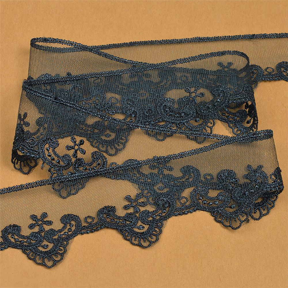 Кружево на сетке 52 мм / 13.71 метра (жесткая сетка), Exclusive TBY 2L476F, цв.B4815 т.синий, Kruzhevo