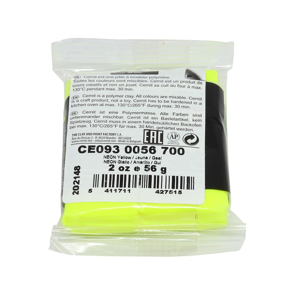 Полимерная глина Cernit Neon запекаемая, неоновая 56 гр, 700 неон-желтый