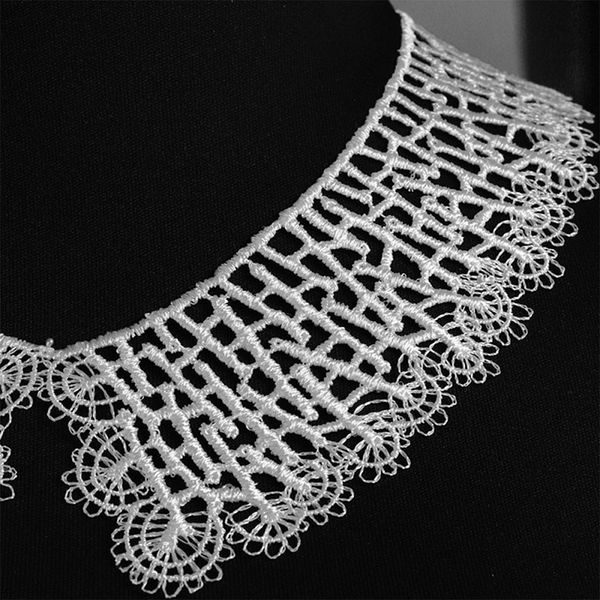 Пришивной кружевной воротник гипюр Premium 21см, TR.12544, цв.белый, 50 комп, Kruzhevo