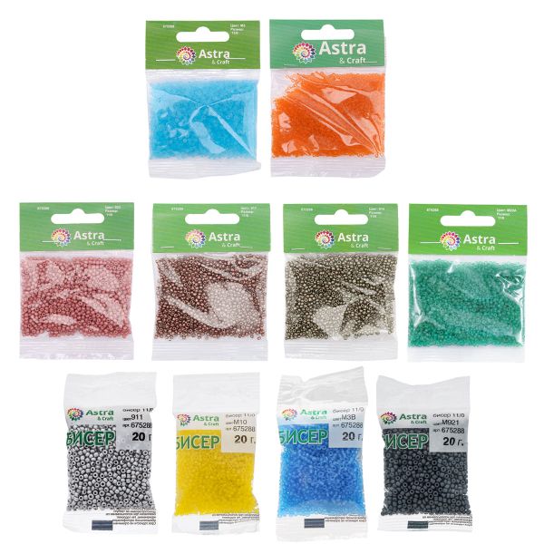 Набор бисера 11/0 ассорти №30 в тубе, 10 цветов, Astra&Craft