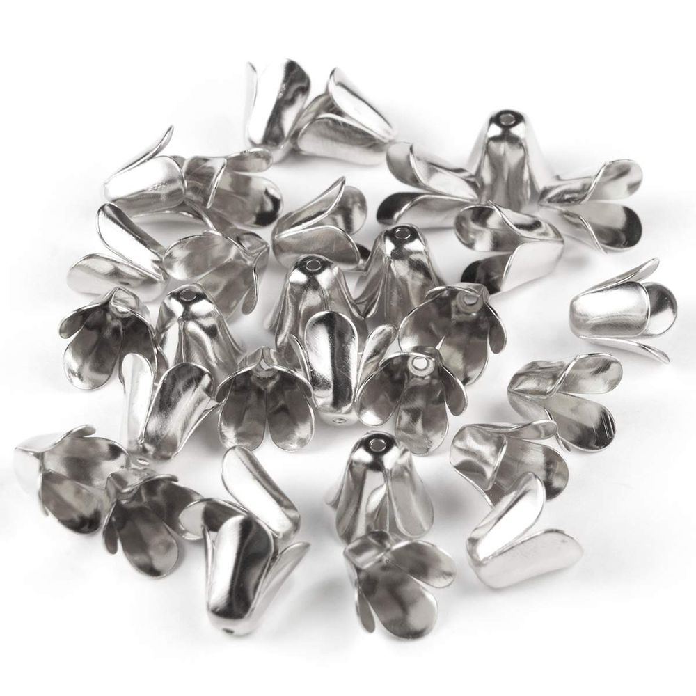 Шапочка для бусин, 12мм 30 шт/упак, Астра (Серебро) 4AR201