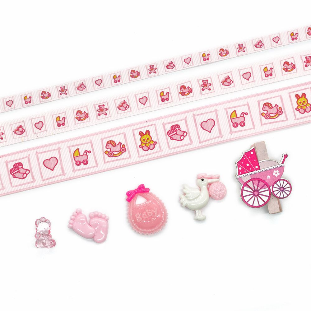 Набор декоративных элементов Малыш-Toys (16 элементов+ленты 3шт*1м) цв. розовый, 29505