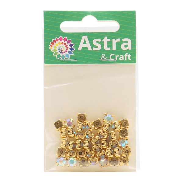 Хрустальные стразы в цапах/золото, 6мм, 40 шт/упак, Astra&Craft (42 прозрачный AB), 4AR169/176