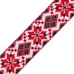 Лента (тесьма) жаккардовая 25.0 мм / 18.29±1 метров, белый, красный, с06418