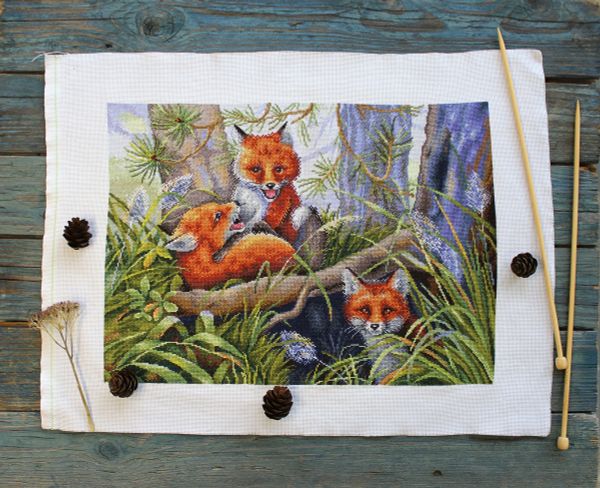 Набор для вышивания нитками МП Студия, Расшалились 30х40 см