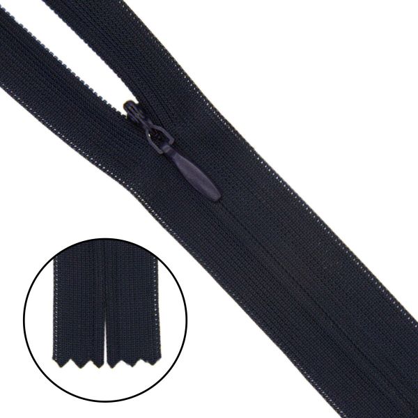 Молния потайная (скрытая) Т3 (3 мм) 1 зам., н/раз., 20 см, нейлон, 071 т.синий, 10 шт