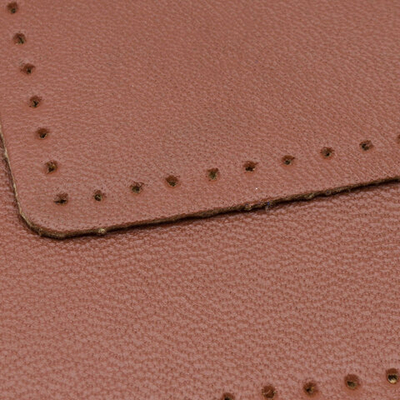 Заплатки пришивные из кожи, прямоугольник 6х9,6см с перфорацией, 2 шт, 100% кожа, 02 светло-коричневый, 9113