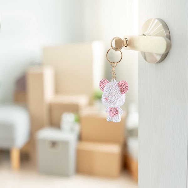 Алмазная (кристальная) мозаика Фрея ALVF-003, брелок белый мишка, 5.5х6.5 см