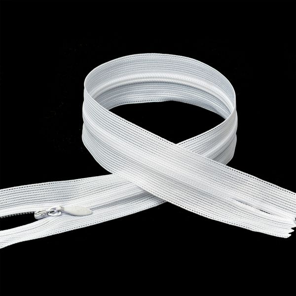 Молния потайная (скрытая) Т3 (3 мм) 1 зам., н/раз., 55 см, F101 белый, 50 шт, Mzip