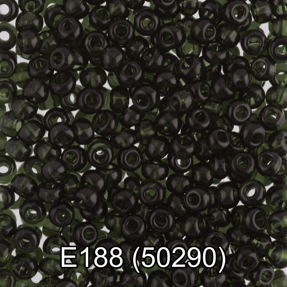 Бисер Preciosa круглый 10/0, 2.3 мм, 10х5 г, 1-й сорт, E188 т.зеленый, 50290, круглый 5