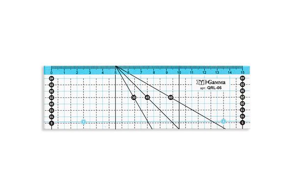 Линейка для пэчворка 15х5 см, пластик, Gamma QRL-06