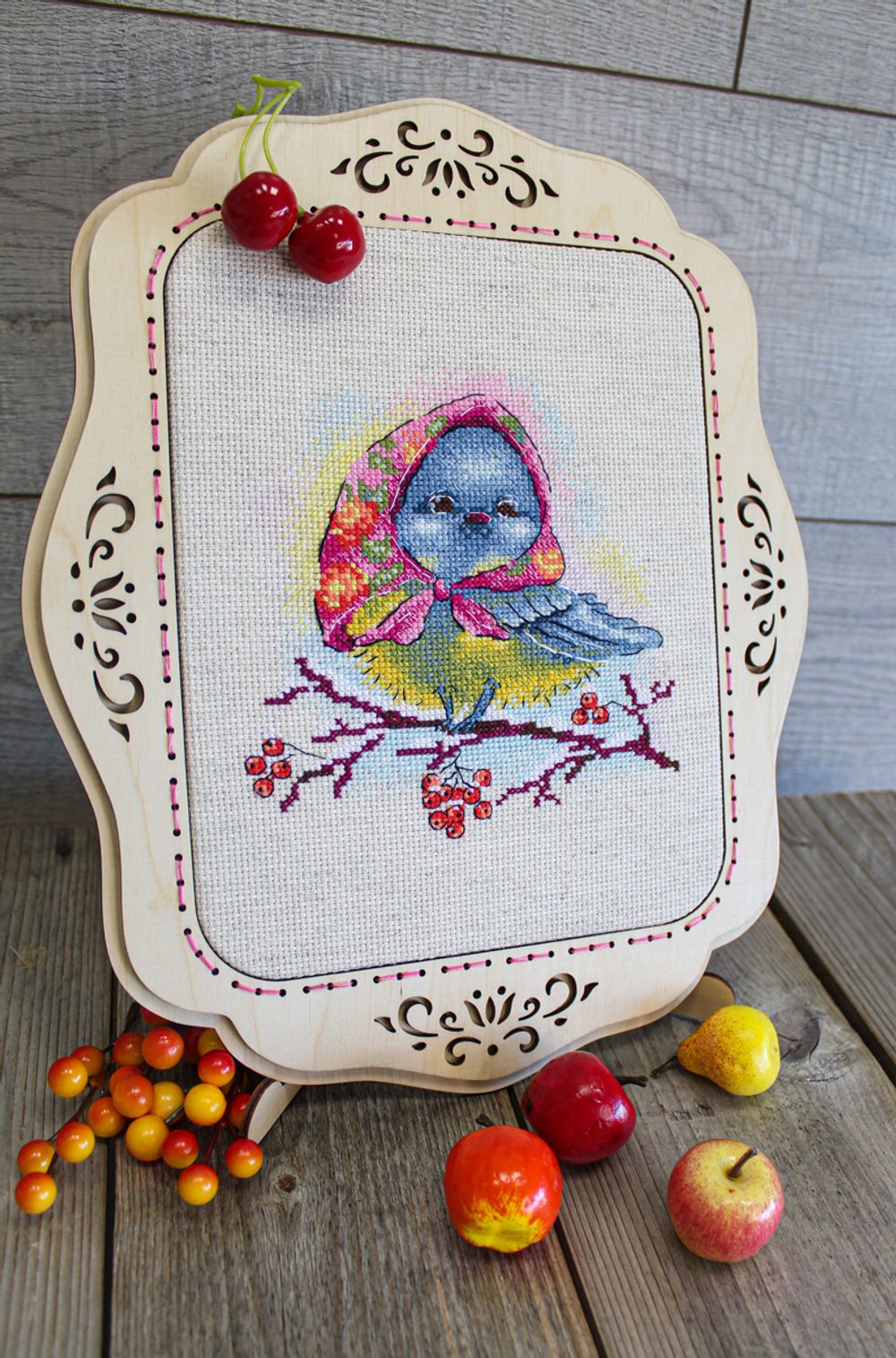 Набор для вышивания нитками МП Студия (Жар-птица), Нарядная синичка, 15х16 см