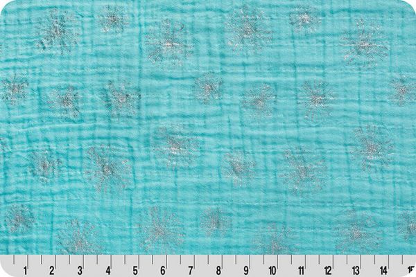 Ткань для пэчворка Peppy Embrace Metallic (марлевка), отрез 100х125 см, 120 г/м², emmmake a wish saltwater/silver, Shannon Fabrics