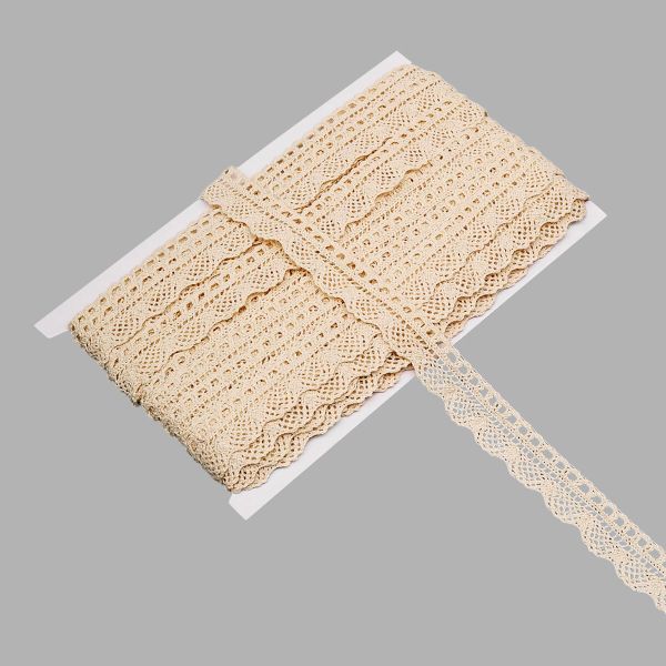 Кружево вязаное (тесьма) 20 мм / 13.72 метра, хлопок, неотбеленный, 3AR3376