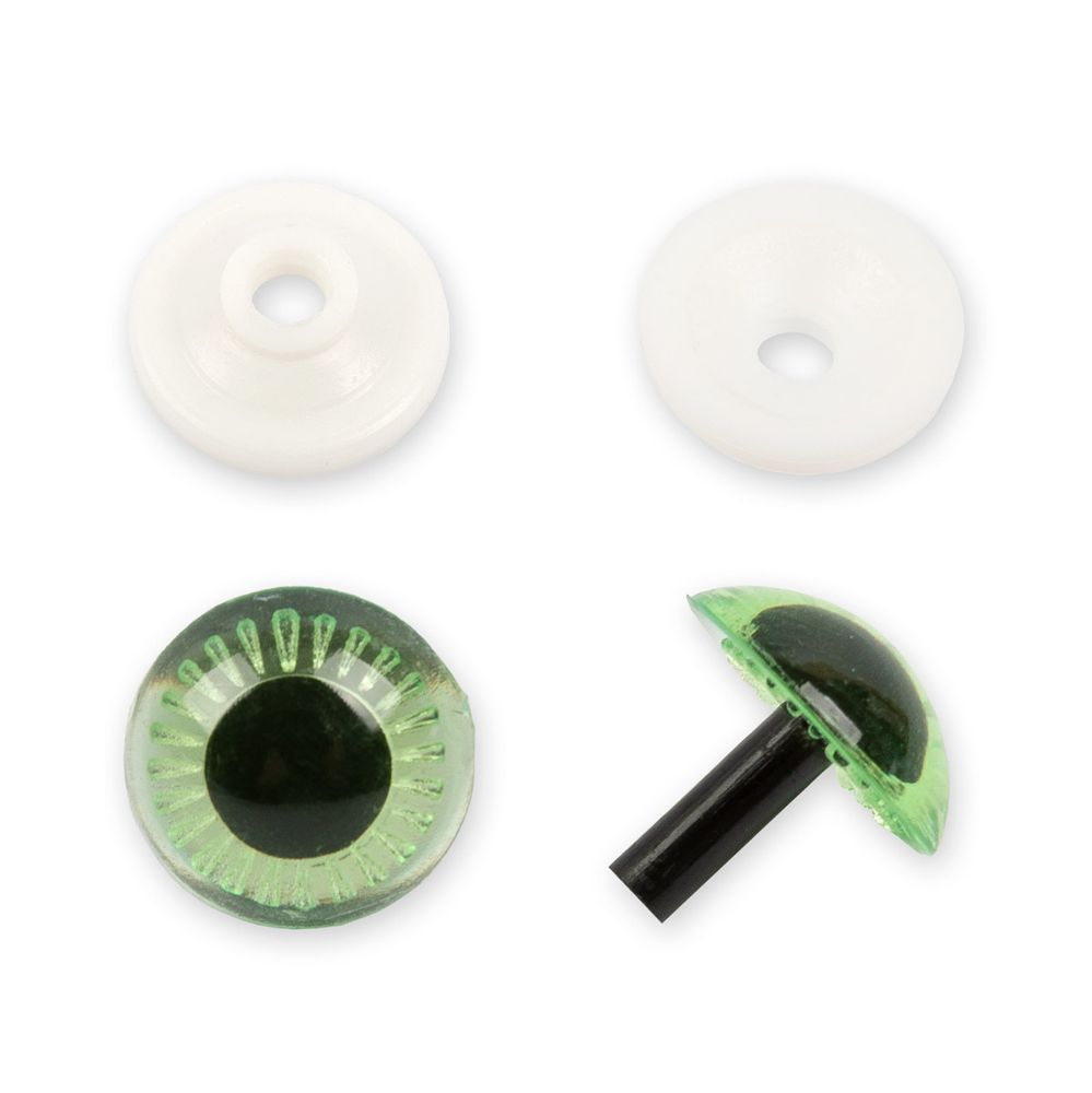 Глаза для кукол и игрушек пластиковые с фиксатором ⌀13 мм, 5х2 шт, зеленый, HobbyBe PGSL-13