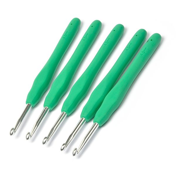 Крючок алюминиевый для вязания с резиновой ручкой 4,5мм, Maxwell Colors TB.AL-REZ10, уп. 10 шт