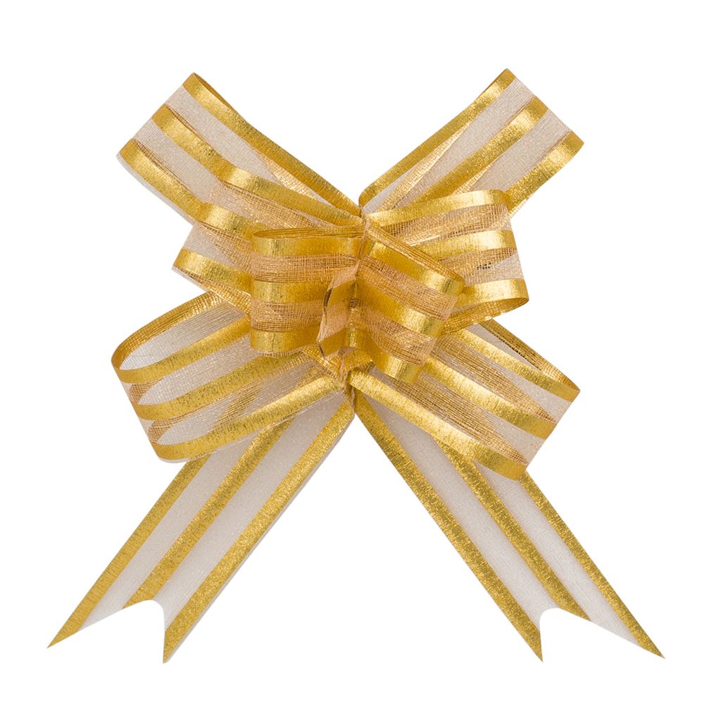 Бант-бабочка для упаковки подарка ⌀7 см, ширина ленты 1,7 см, 10 шт, 06 золотой