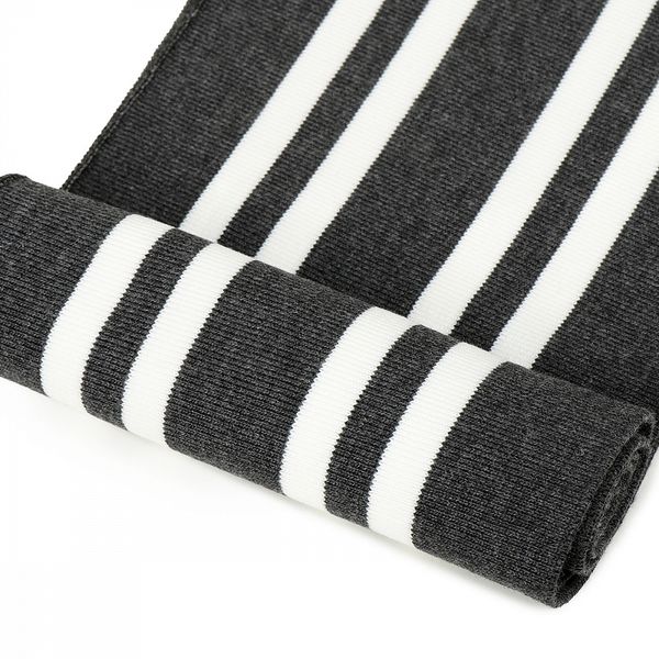 Подвяз (довяз) трикотажный 14.0х100 см, т.серый с белыми полосами, двухслойный, 100% п/э, 5 штук