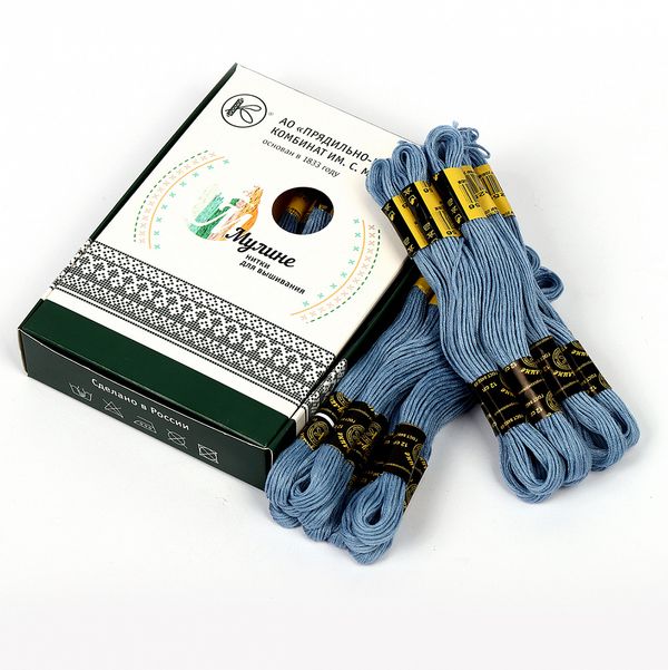 Мулине ПНК им.Кирова цв.9256 голубой, 24 мотка по 8 метров