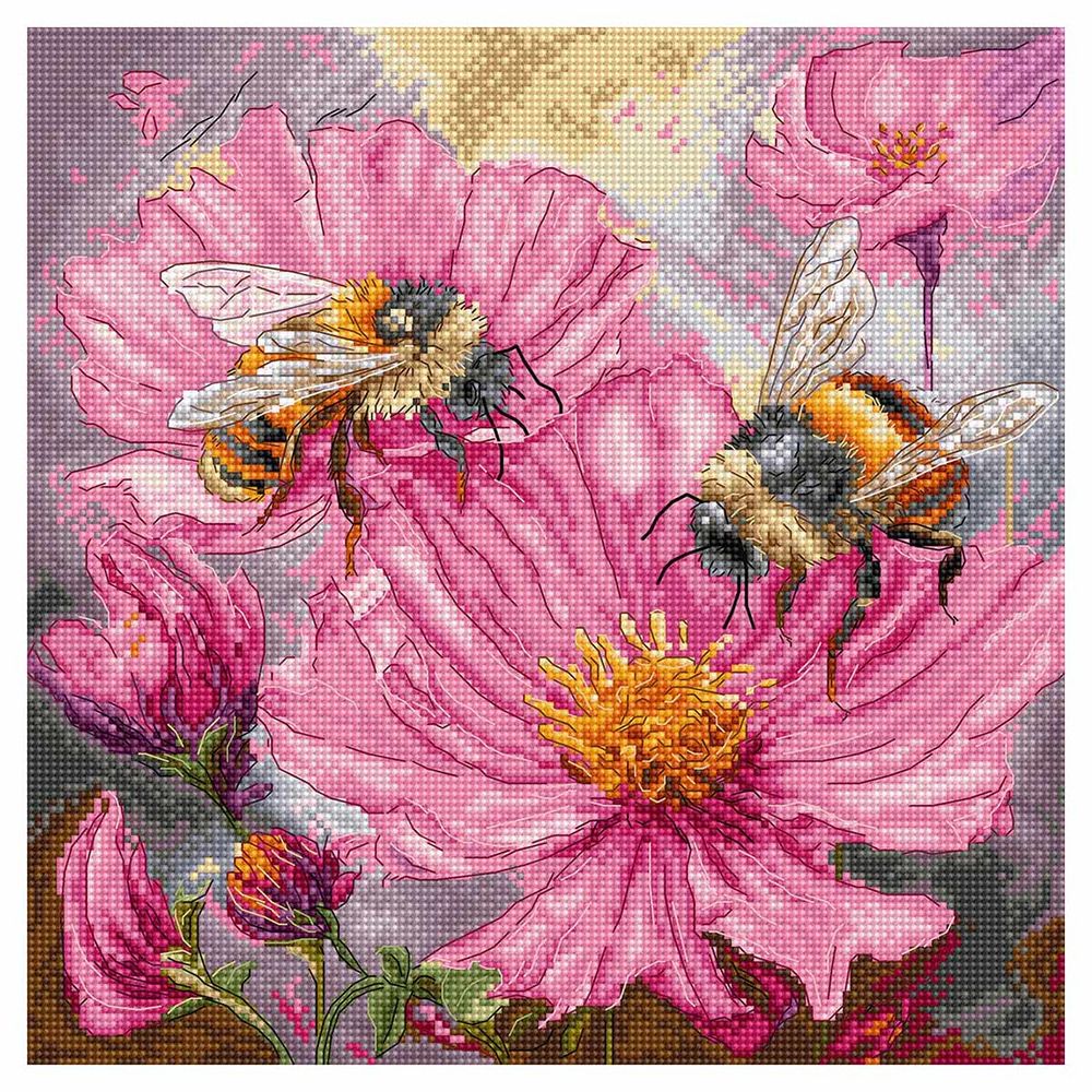 Набор для вышивания нитками LetiStitch L9933, Медовые цветы 23х23см