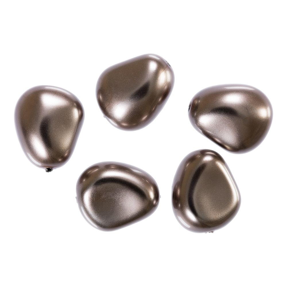 Бусины стекло под жемчуг 16х14 мм, фигурная, 5 шт, т. серый (dark grey), Preciosa 131-50-021