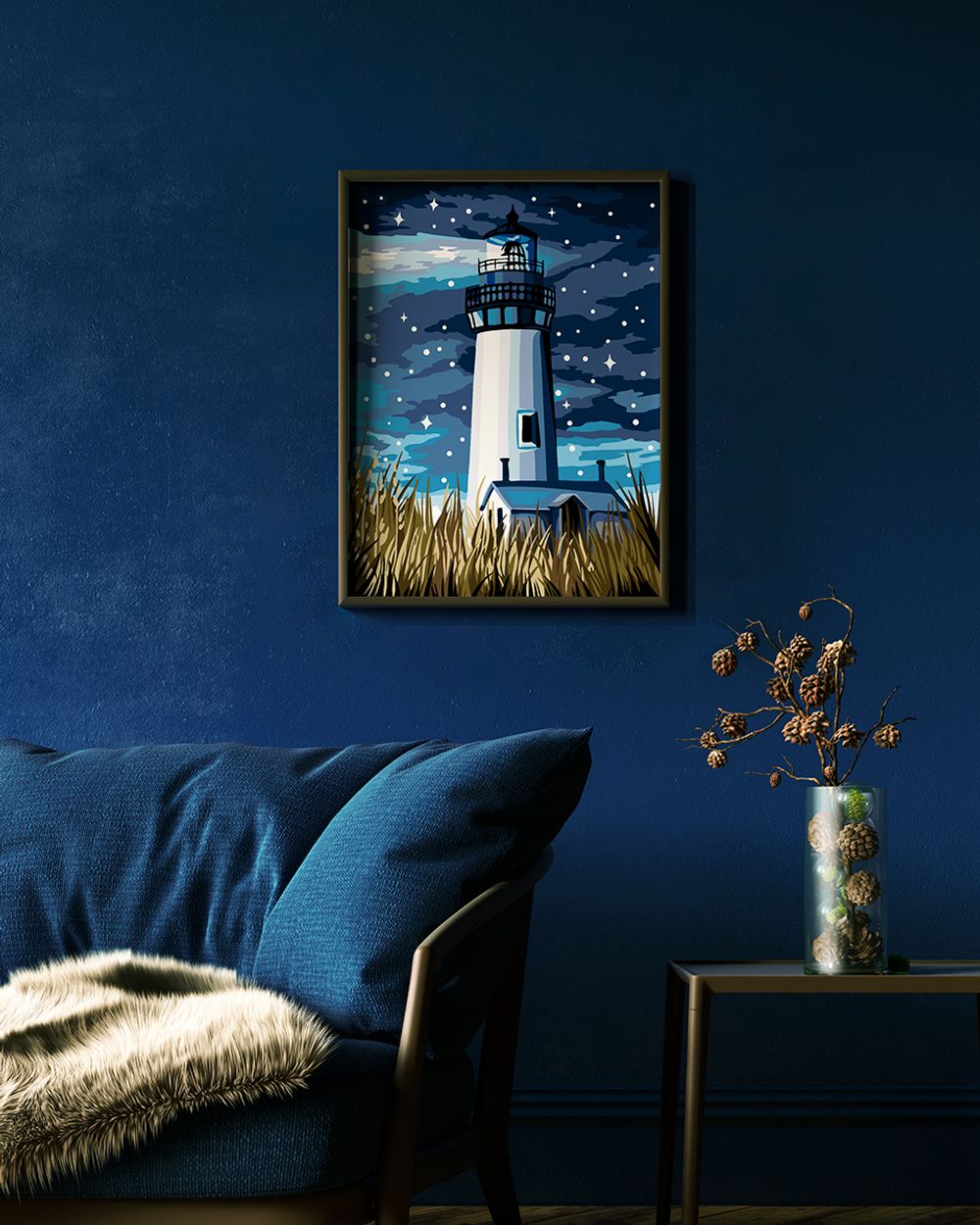 Картина по номерам Фрея PKZ/PM-092, Маяк в ночи, (на картоне) 40х30 см