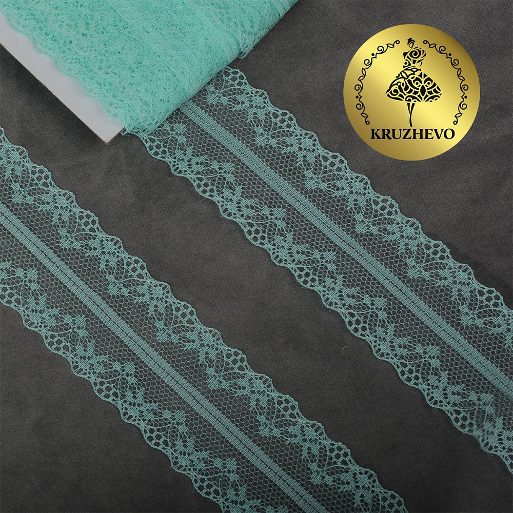 Кружево отделочное в стиле "трикотаж" 40 мм, уп.27.4 м, цв.08 мята