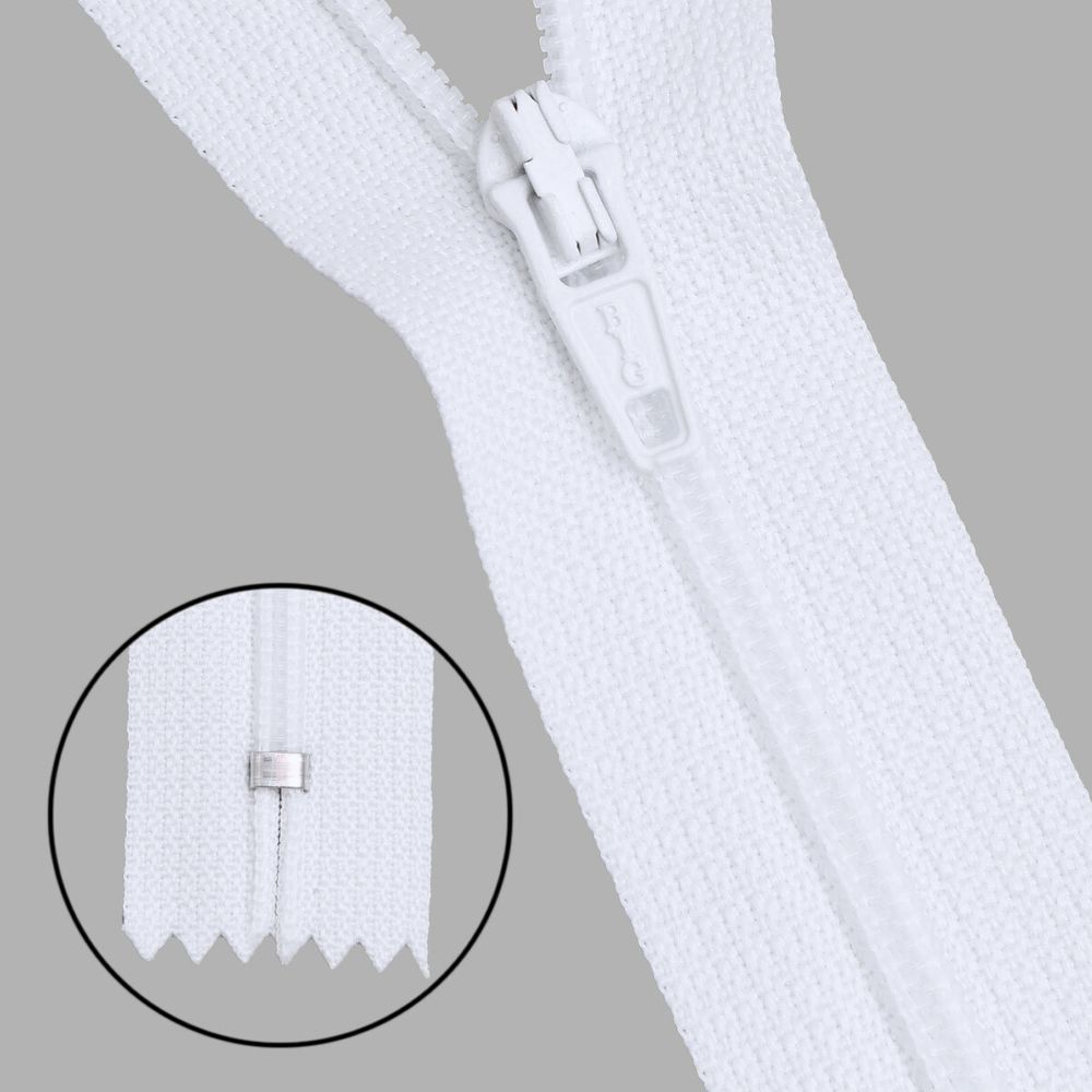 Молния спираль (витая) Т3 (3 мм) 1 зам., н/раз., 20 см, автомат, бел, 30091, 10 шт