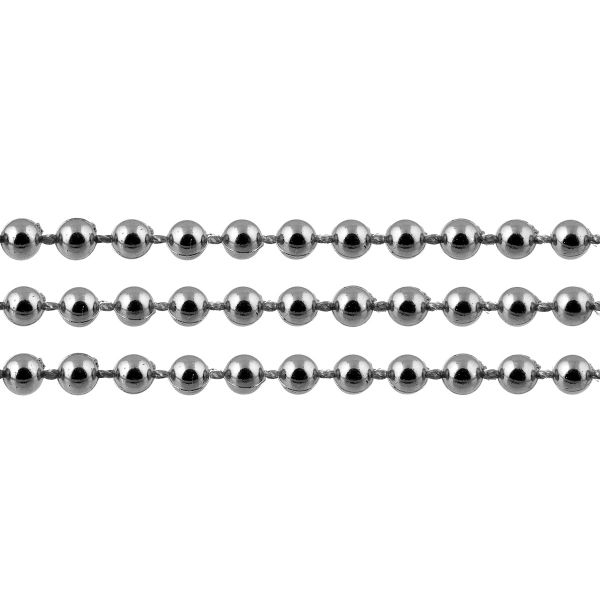 Бусины пластик (жемчуг) ⌀5 мм, 5 нитей по 3±0.03 метра, №24 серебро, Zlatka PSB-03