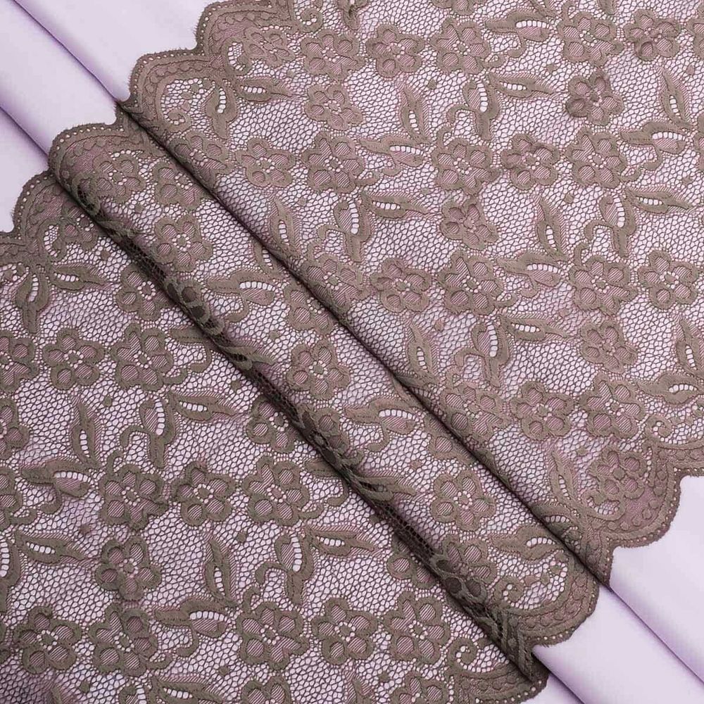 Кружево бельевое эластичное 400 мм / 3.4 метра, цвет шиншилла