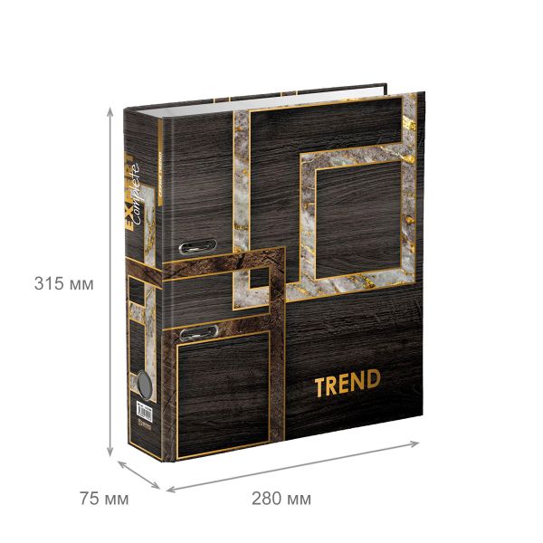 Регистратор ламинированный Wood&Stone 75 мм, 10 шт, Trend A4 арочный механизм, венге EC752703, Expert Complete