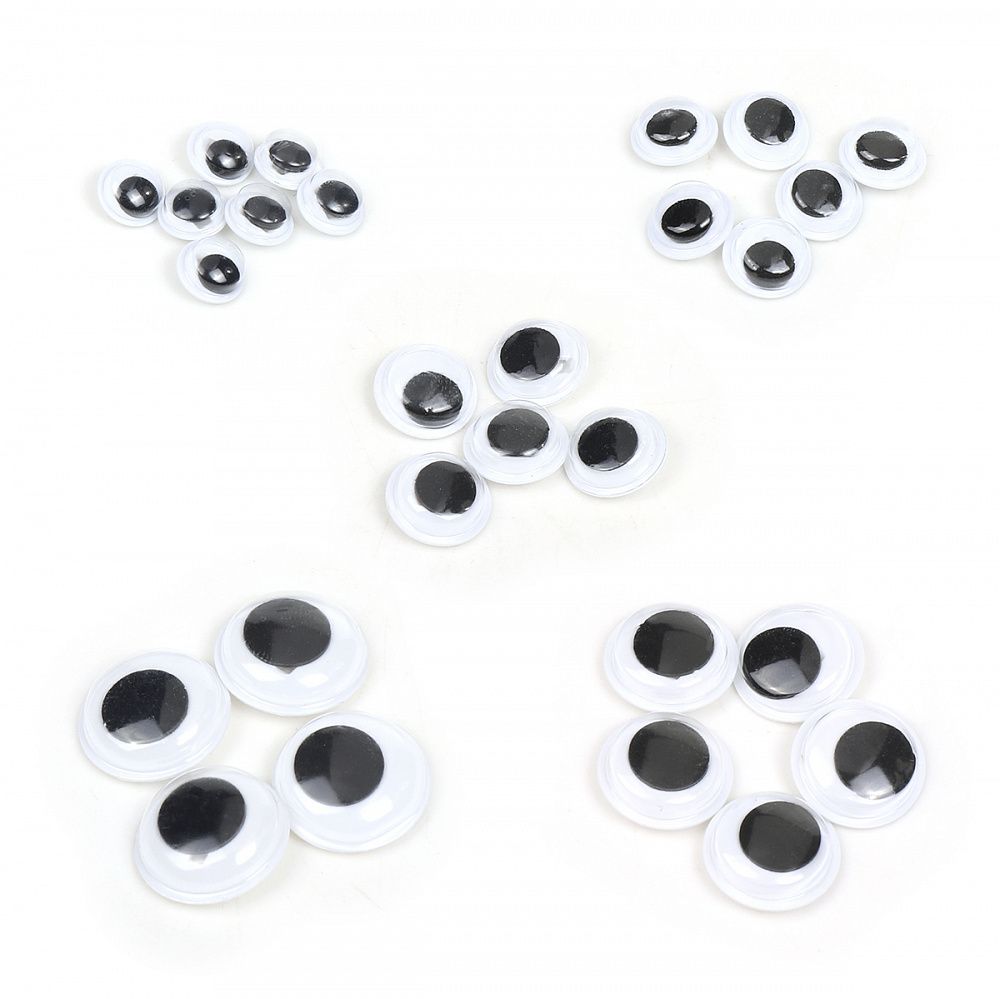 Глаза круглые бегающие 8-18 мм, цв.МИКС уп.100 шт