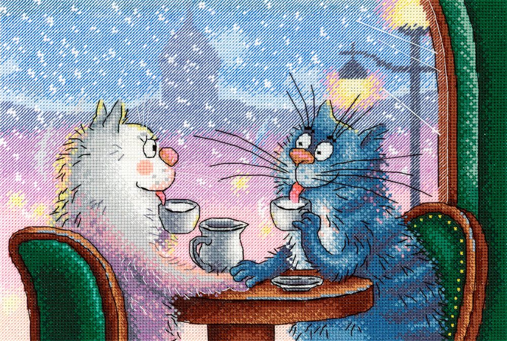 Набор для вышивания нитками МП Студия, Замурчательное свидание 23х16 см