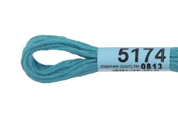 Мулине Gamma 100% хлопок, цв.5174 мор.волна, 24 мотка по 8 метров