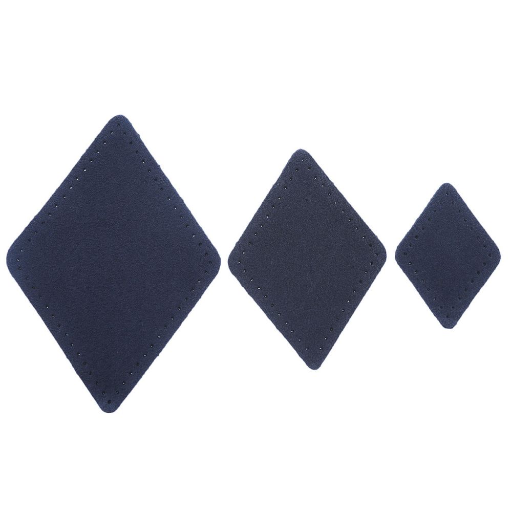 Набор заплаток пришивных из замши, ромб 4х5,6см, 6х8,4см, 8х11,2см, с перфорацией, 3 шт (22 темно-синий), 59405