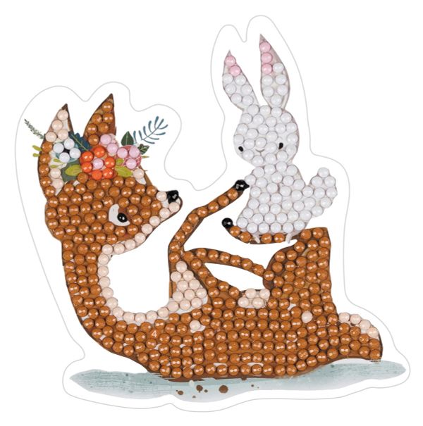 Алмазная (кристальная) мозаика Фрея, наклейки Оленята, 10х9 см