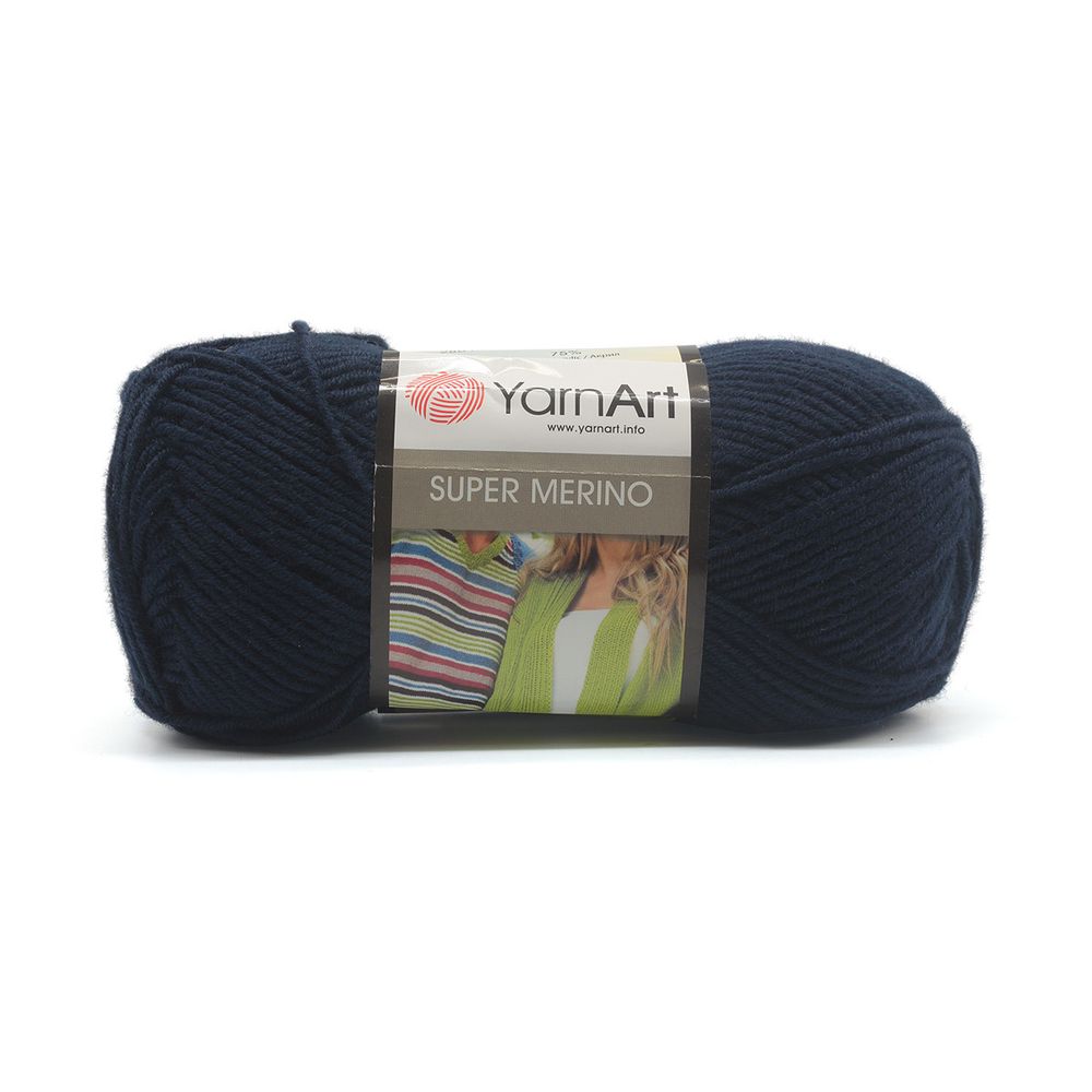 Пряжа YarnArt (ЯрнАрт) Super Merino / уп.5 мот. по 100 г, 300м, 148 т-синий