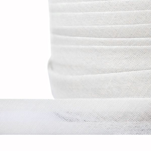 Косая бейка хлопковая 15 мм / 132±1 метра, BS, ≈2.48 г/м², F101 белый