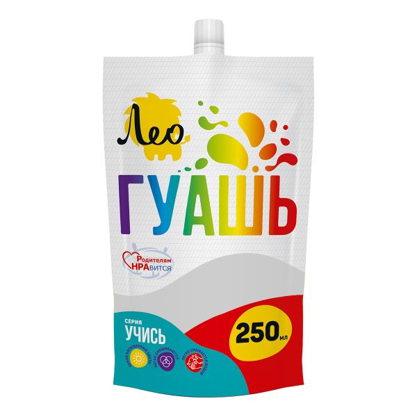 Краска гуашь 250 мл, 102 белая/ white, Лео LGD-250