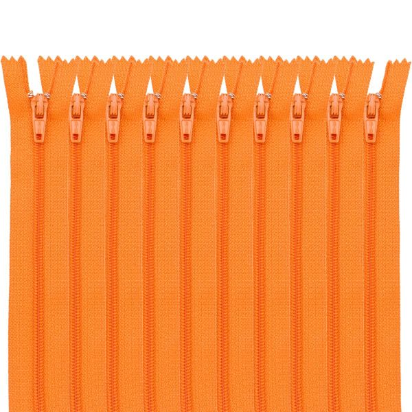 Молния спираль (витая) брючная Т3 (3 мм) 1 зам., н/раз., 20 см, автомат, оранж, 30114, 10 шт