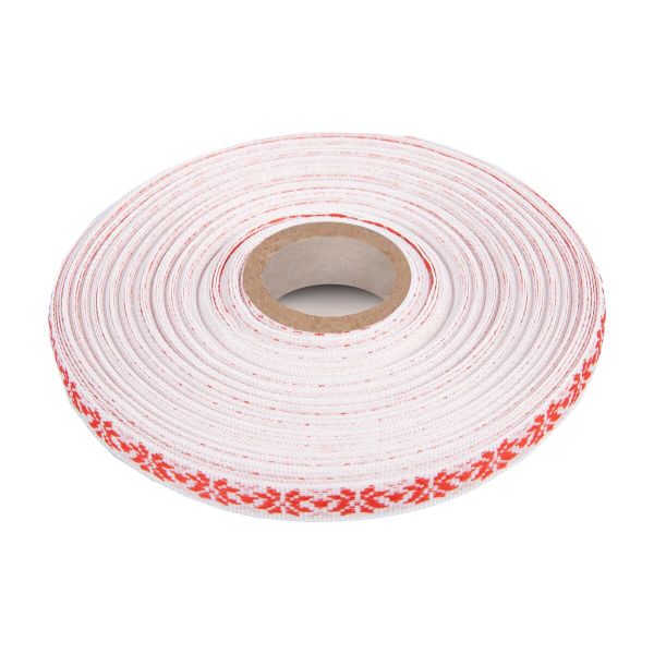 Лента (тесьма) жаккардовая 10.0 мм / 25±1 метров, Орнамент для северных народов, рис 9741 красный, Gamma C3853 (C3752)