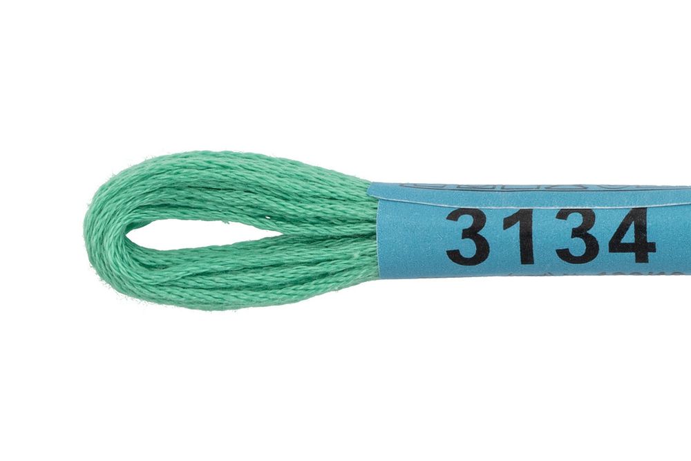 Мулине Gamma 100% хлопок, цв.3134 св.зеленый, 24 мотка по 8 метров