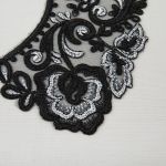 Пришивной кружевной воротник 100 мм, на сетке, 5 пар, Турция, черный/под серебро, Gamma VKRM-27-03